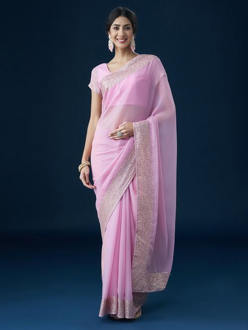 women solid with bordered saree with blouse - 21949843 -  Standard Image - 0