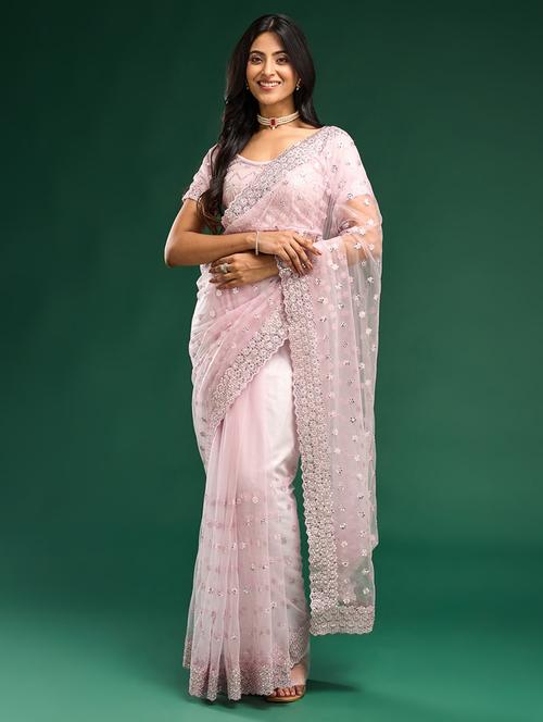 women solid with work embellished saree with blouse - 21949859 -  Standard Image - 0