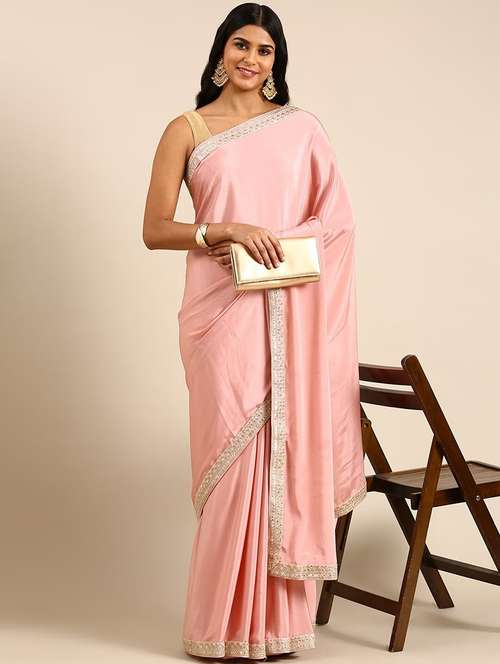 women solid with bordered saree with blouse - 21949873 -  Standard Image - 0