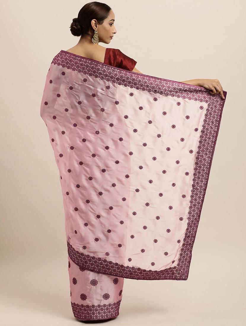 women solid with work embroidered saree with blouse - 21949877 - Standard Image - 2