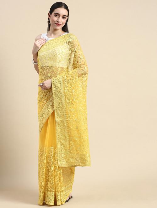 women solid with work embroidered saree with blouse - 21949892 -  Standard Image - 0