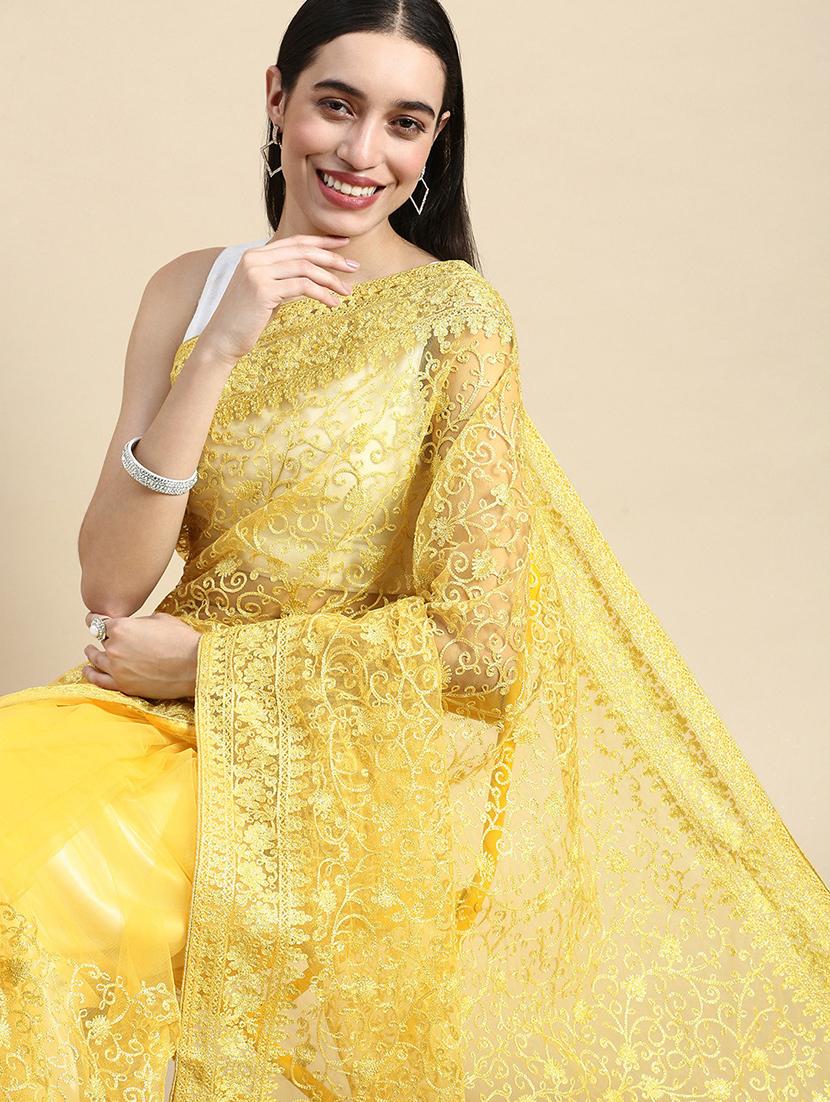 women solid with work embroidered saree with blouse - 21949892 - Standard Image - 2