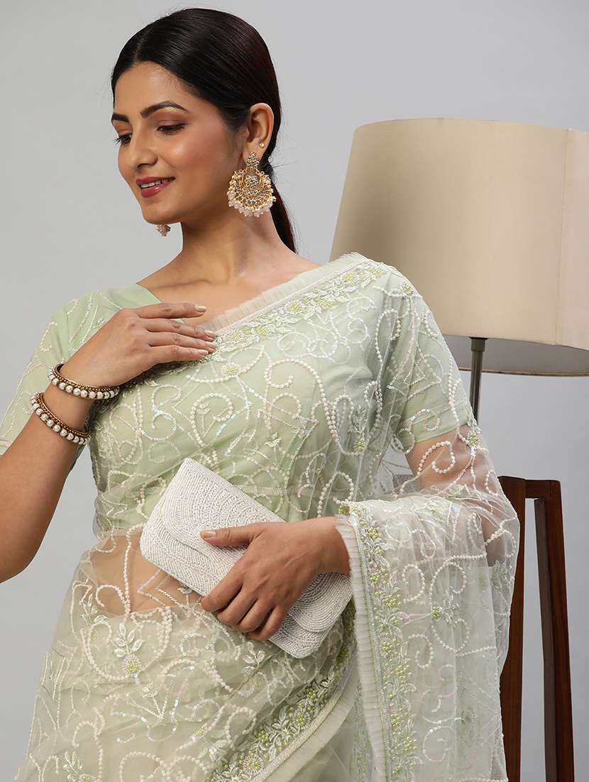 women solid with work embroidered saree with blouse - 21949953 -  Standard Image - 2