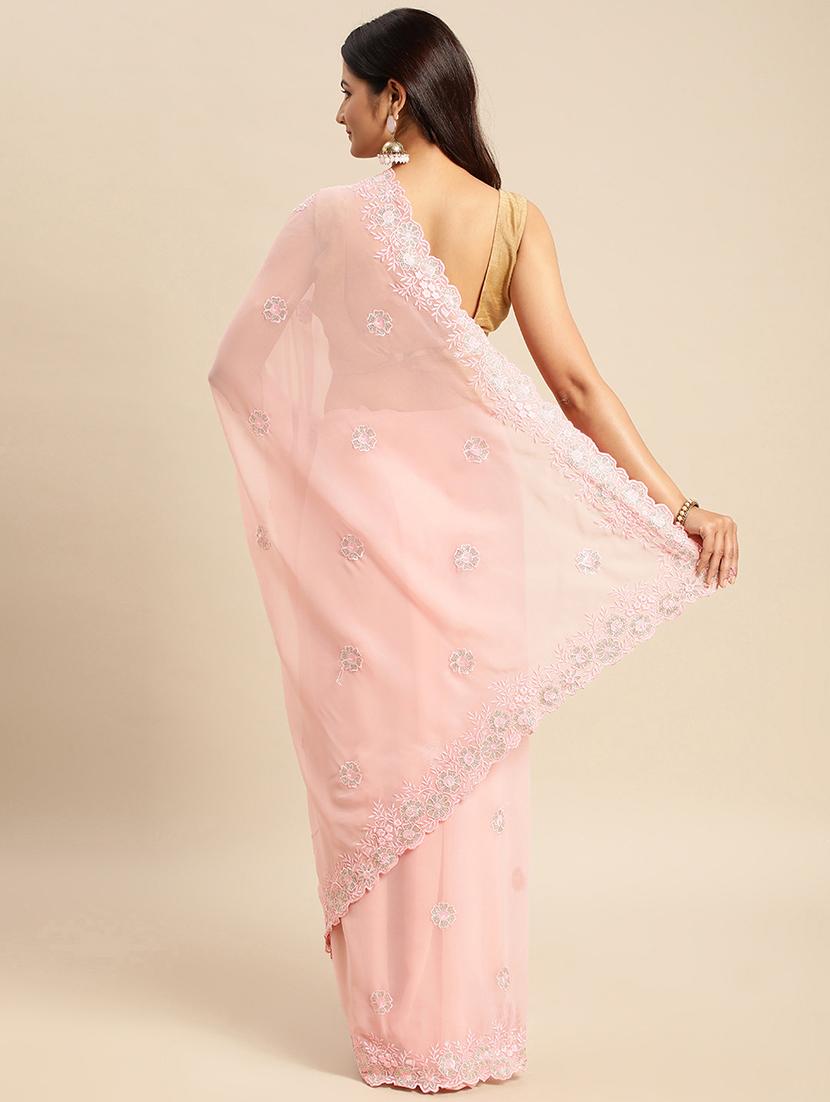 women solid with work embroidered saree with blouse - 21949982 - Standard Image - 2