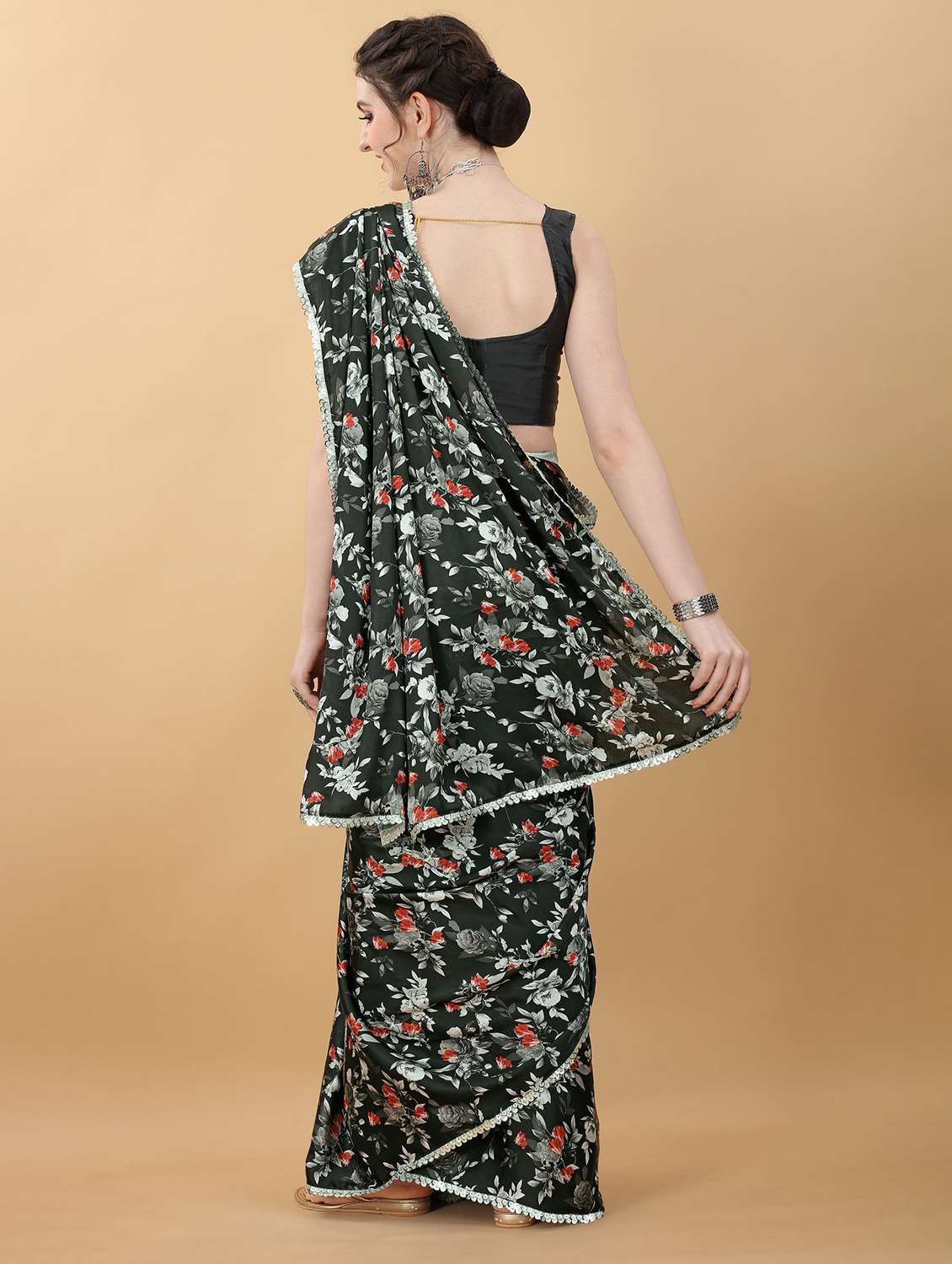 women floral printed saree with blouse - 21950025 -  Standard Image - 2