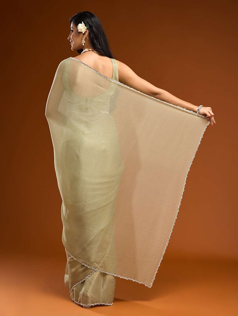 women solid with embellished bordered saree with blouse - 21950041 -  Standard Image - 2