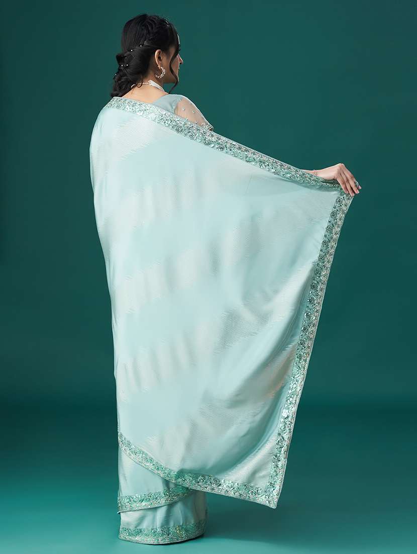 women solid with bordered saree with blouse - 21950061 - Standard Image - 2
