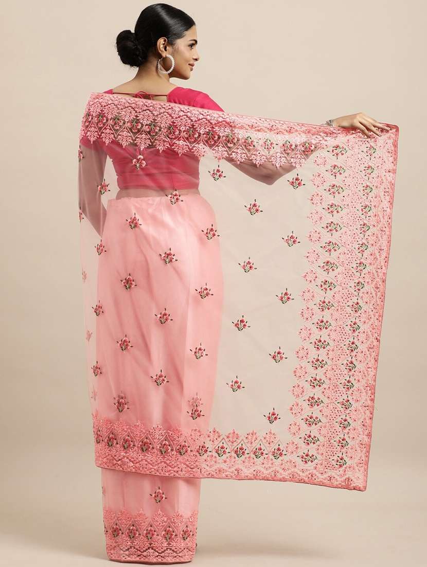 women solid with work embroidered saree with blouse - 21950062 -  Standard Image - 2