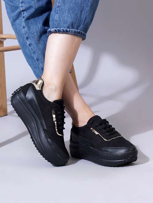 women black lace-up casual shoe - 21950079 -  Standard Image - 0