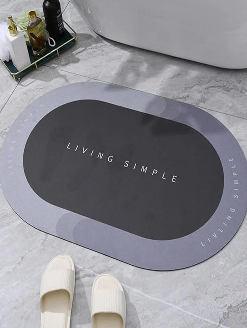 grey non-slip quick dry bathroom mat - 21950175 - Standard Image - 2