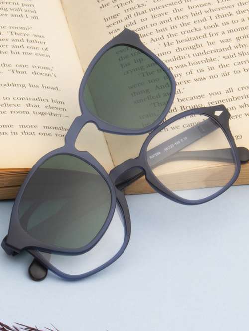 ted smith unisex blue square clip on frames clip on sunglasses with polarized lens - 21950206 -  Standard Image - 0