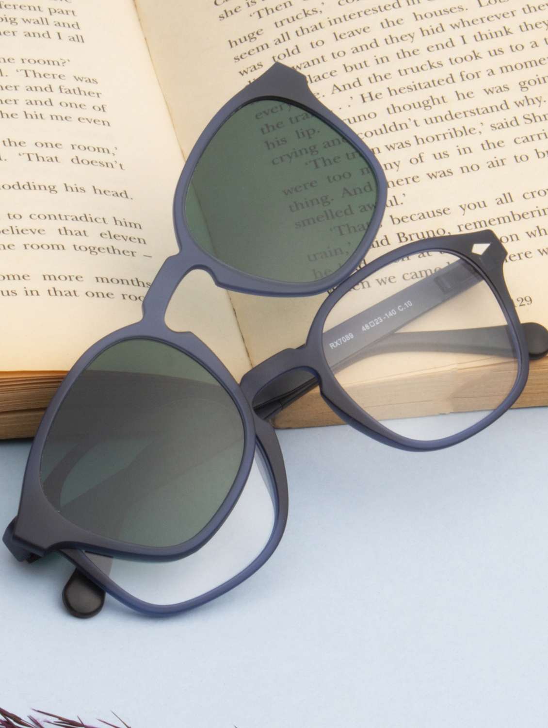 ted smith unisex blue square clip on frames clip on sunglasses with polarized lens