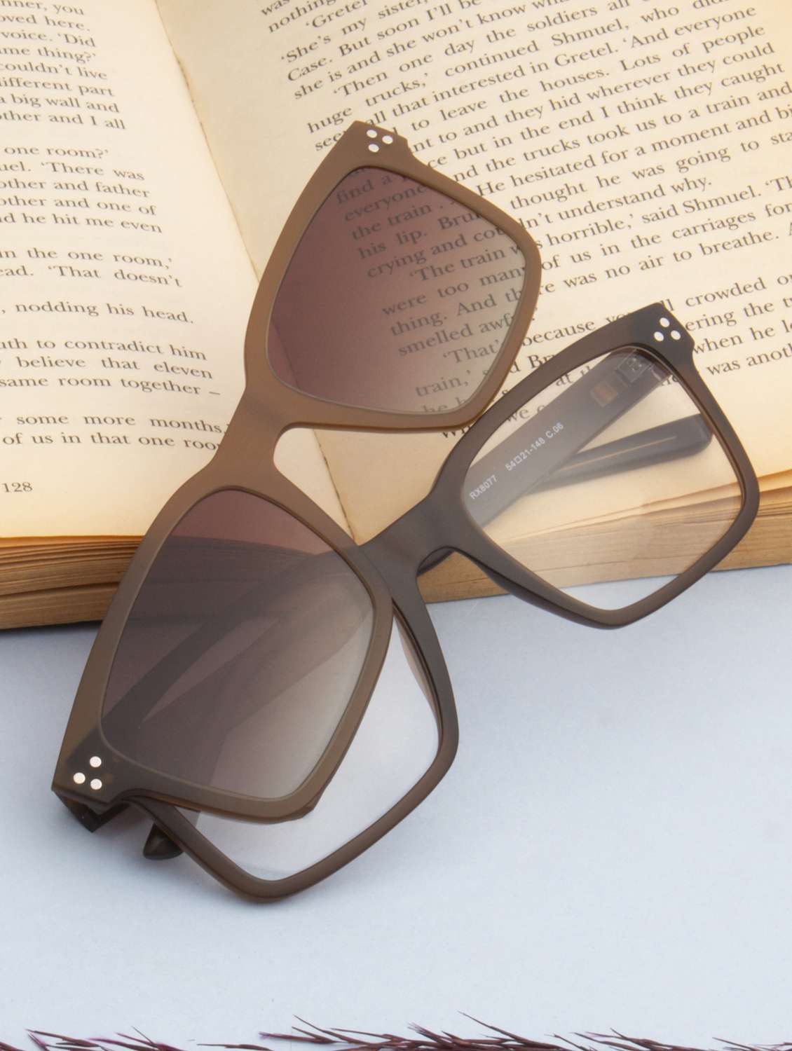 ted smith unisex brown square clip on frames clip on sunglasses with polarized lens