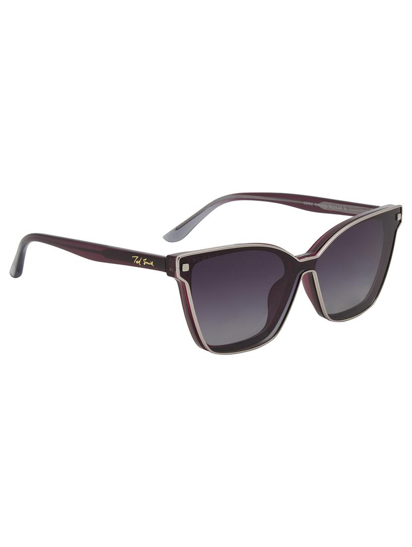 ted smith women margenta-purple cateye acetate clip on frames clip on sunglasses with polarized lens - 21950224 - Standard Image - 2