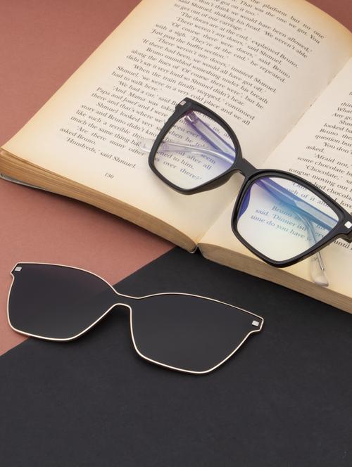 ted smith women black cateye acetate clip on frames clip on sunglasses with polarized lens - 21950225 -  Standard Image - 0