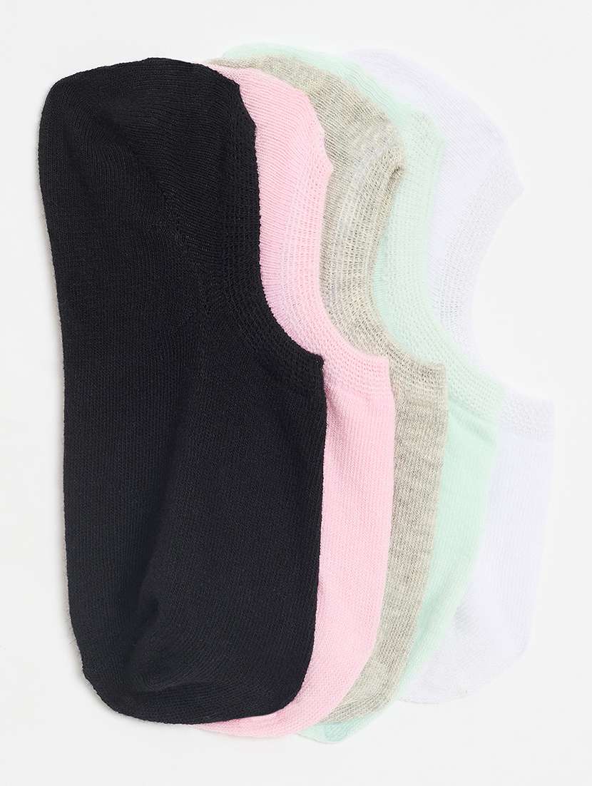 women pack of 5 solid no show socks - 21950227 - Standard Image - 2