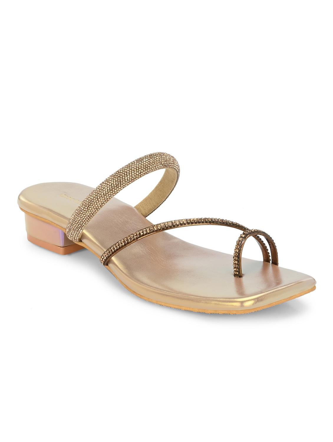 women gold slip on sandal - 21950251 - Standard Image - 2