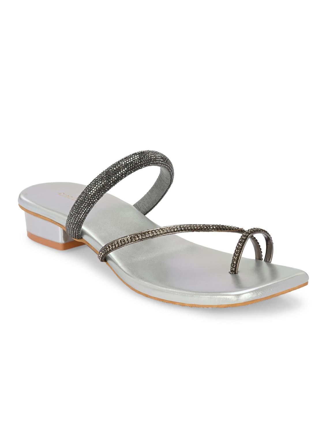 women silver slip on sandal - 21950252 - Standard Image - 2