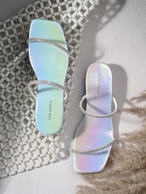 women blue slip on sandal - 21950255 -  Standard Image - 0