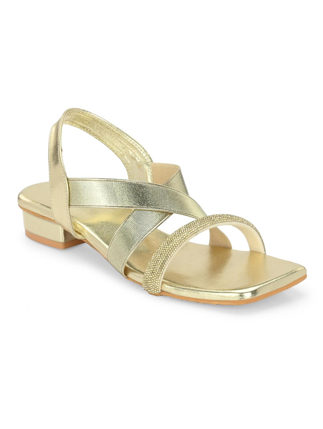 women gold back strap sandal - 21950261 - Standard Image - 2