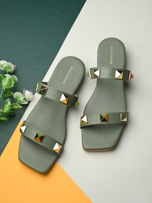 women green slip on sandal - 21950264 - Standard Image - 0