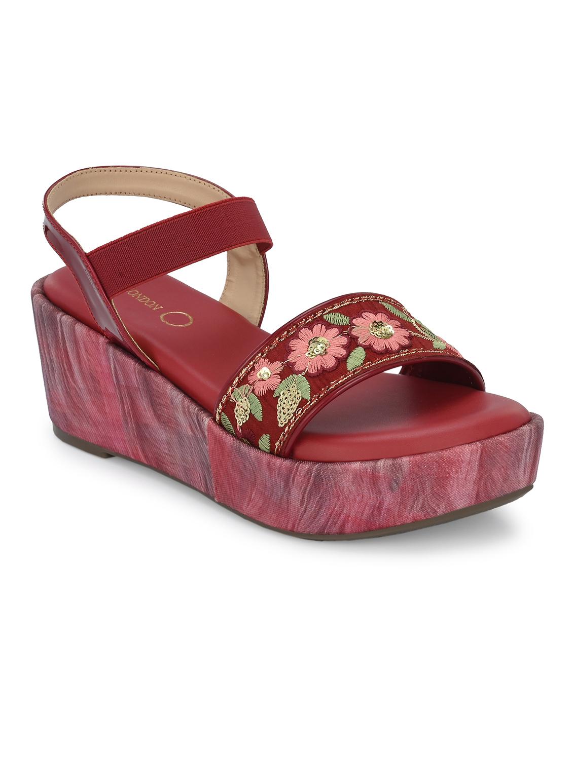 women embroidered back strap wedge - 21950269 - Standard Image - 2