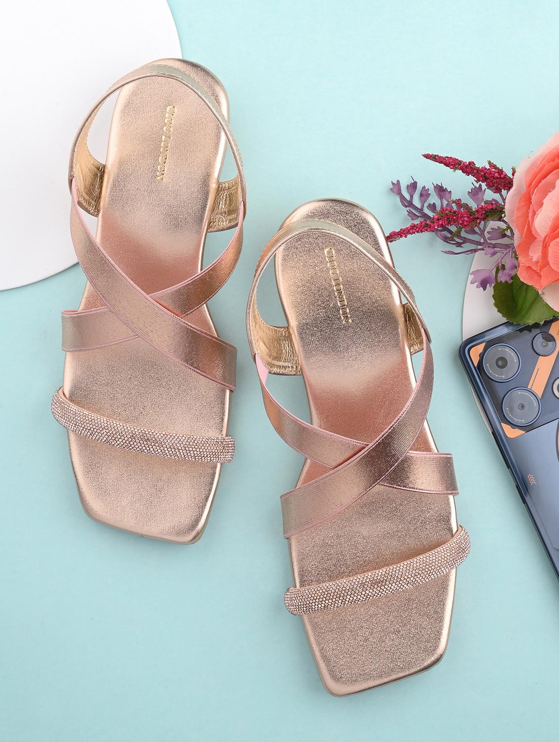women gold back strap sandal - 21950294 -  Zoom Image - 0
