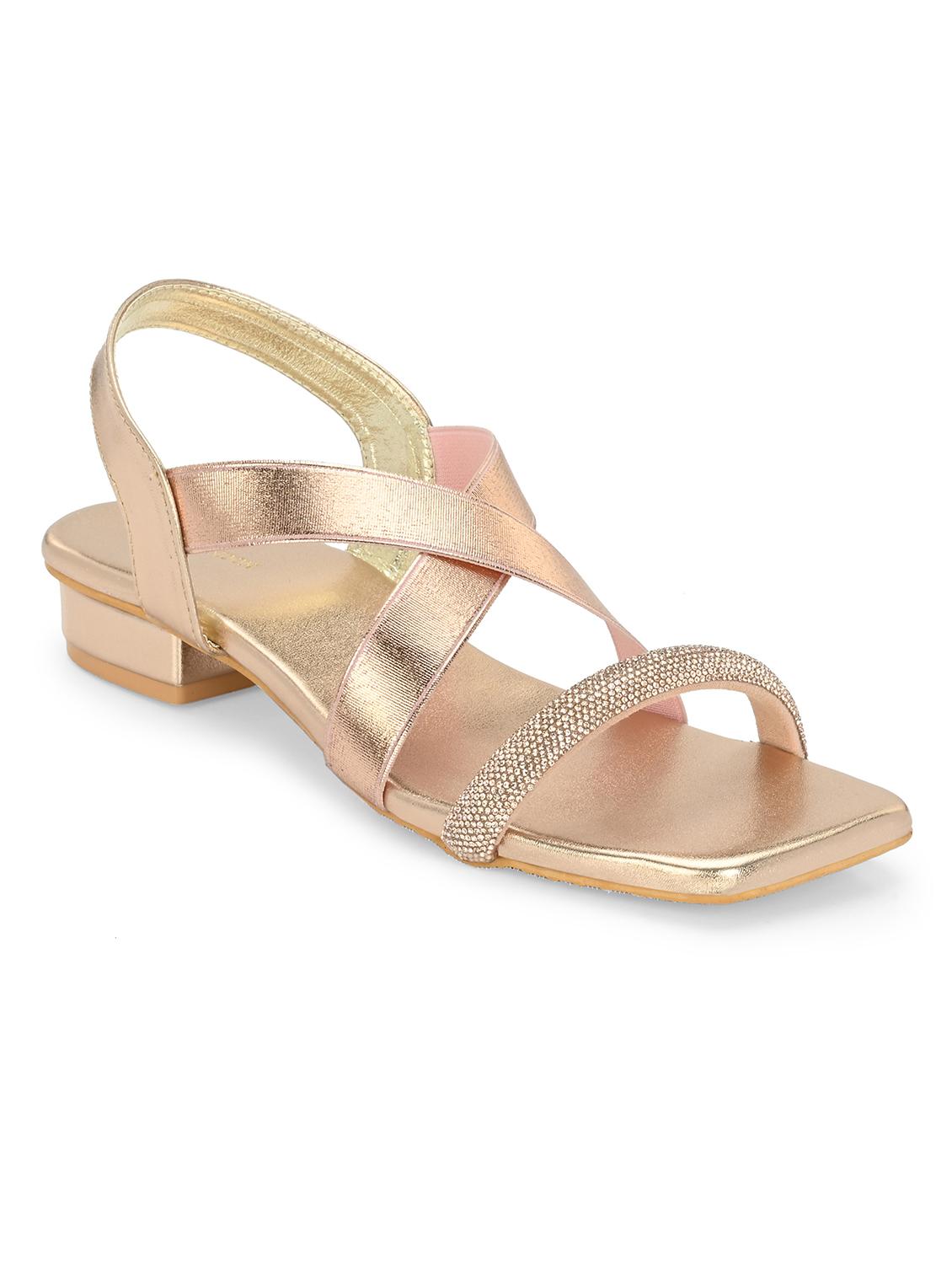 women gold back strap sandal - 21950294 - Standard Image - 2
