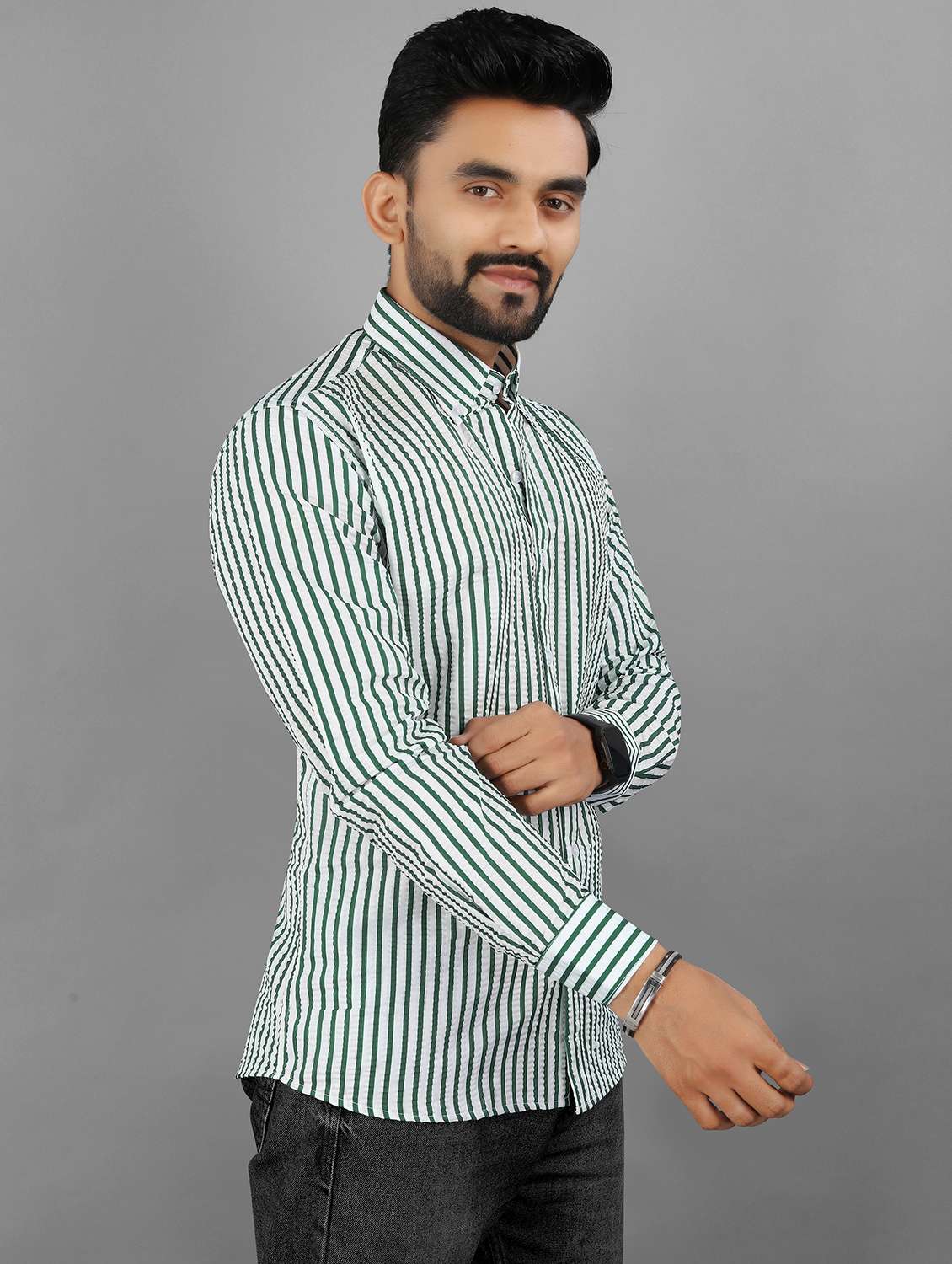 men striped long sleeve regular fit casual shirt - 21950295 -  Standard Image - 2