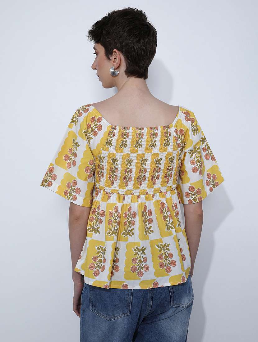 women printed off shoulder regular fit top - 21951055 -  Standard Image - 2