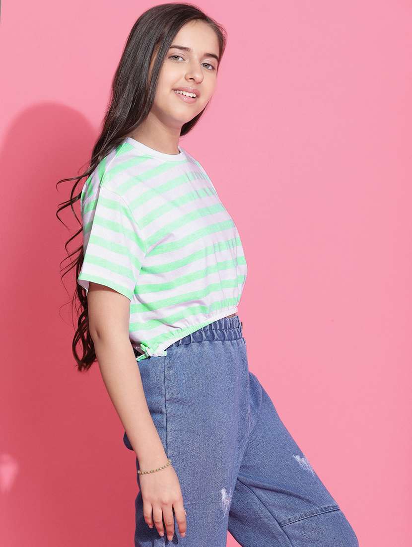 girls striped short sleeve cops top - 21951159 -  Standard Image - 2
