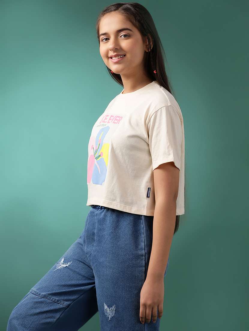 girls printed short sleeve crop tee - 21951162 -  Standard Image - 2