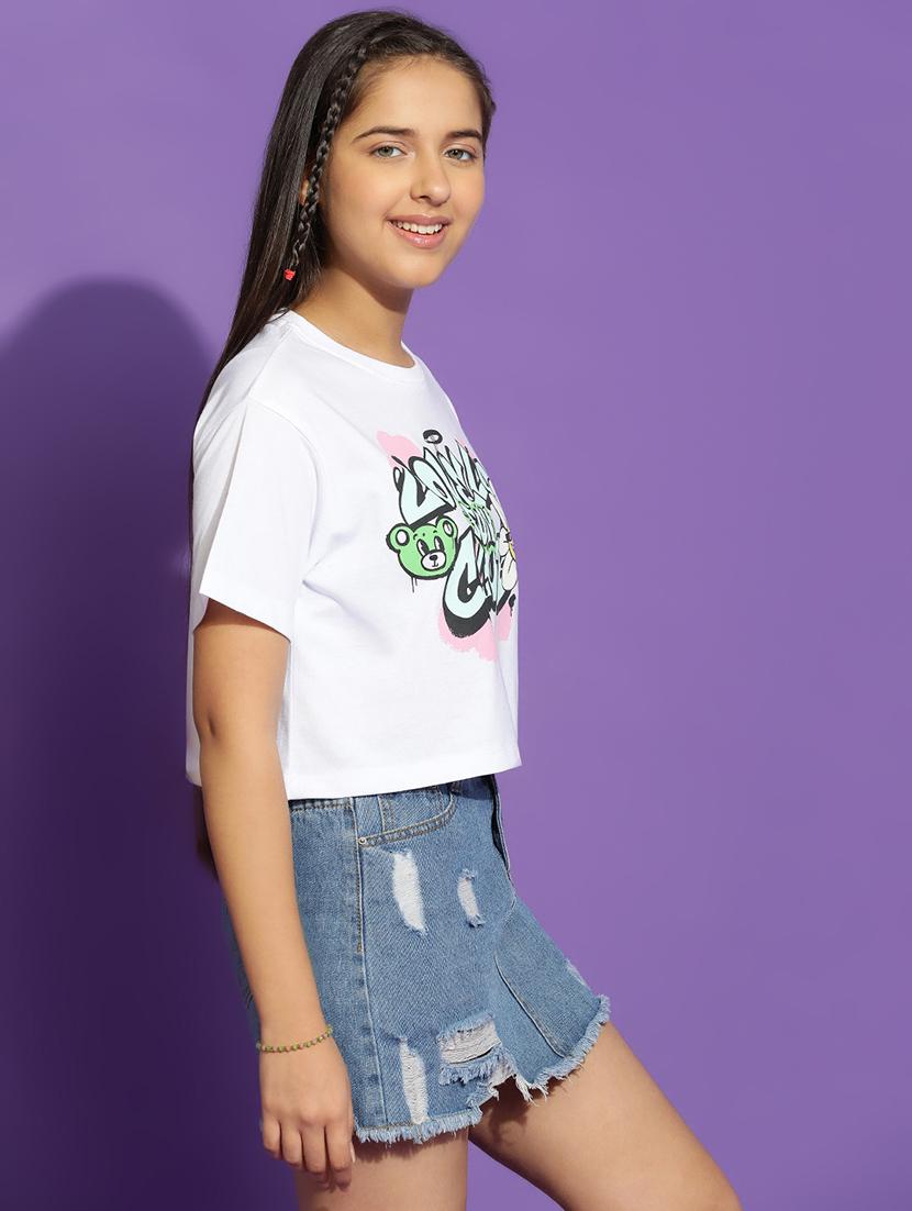 girls printed short sleeve crop tee - 21951167 - Standard Image - 2