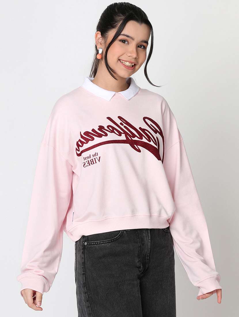 girls typographic print long sleev sweatshirt - 21951185 -  Standard Image - 2