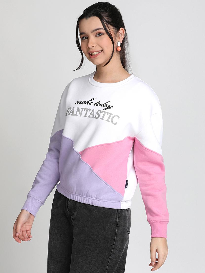 girls color blocked long sleeve sweatshirt - 21951186 - Standard Image - 2