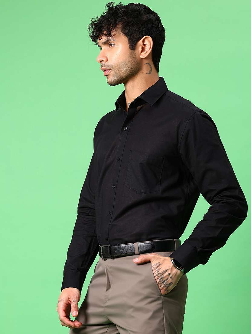 men solid collared long sleeve formal shirt - 21951421 -  Standard Image - 2