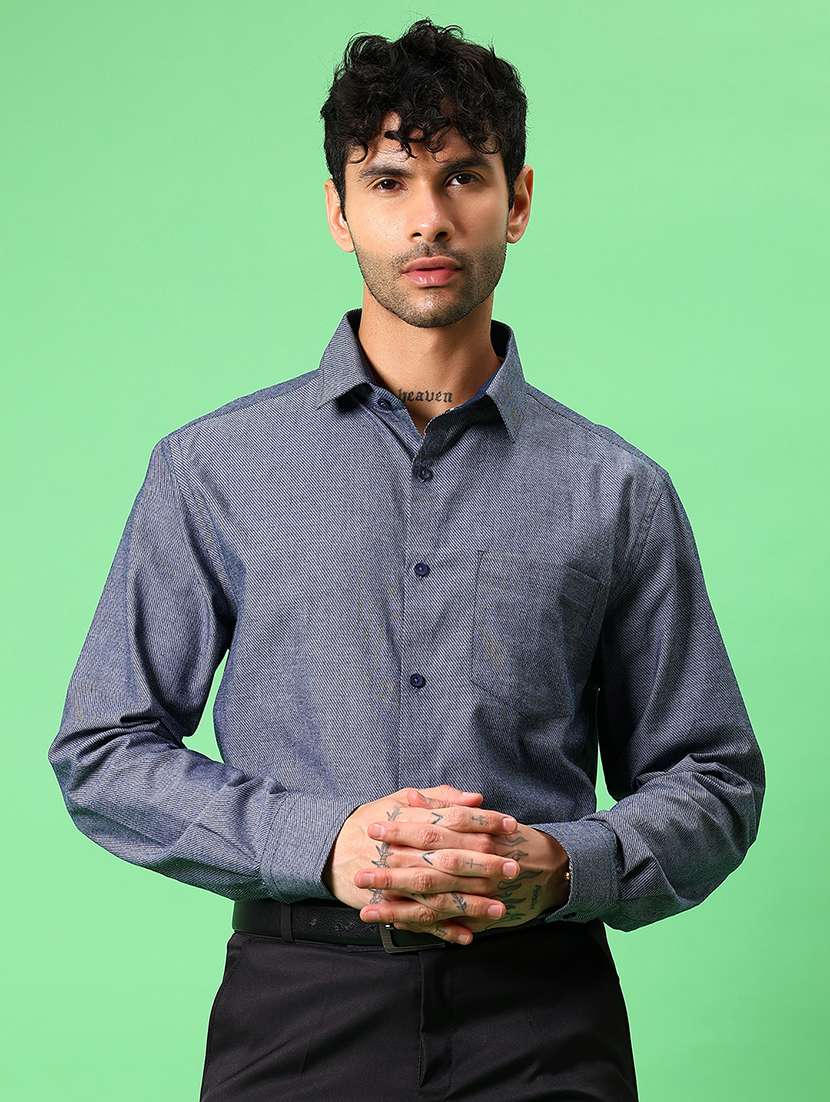 men solid long sleeve regular fit formal shirt