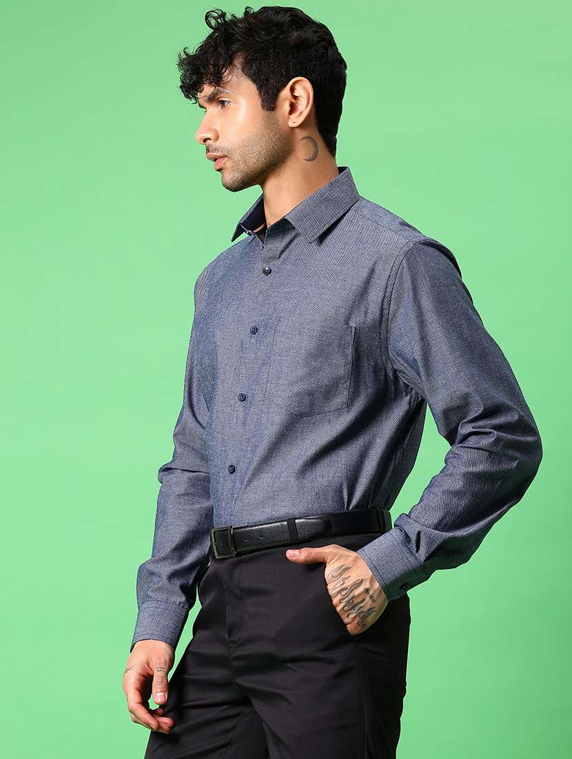 men solid long sleeve regular fit formal shirt - 21951426 - Standard Image - 2