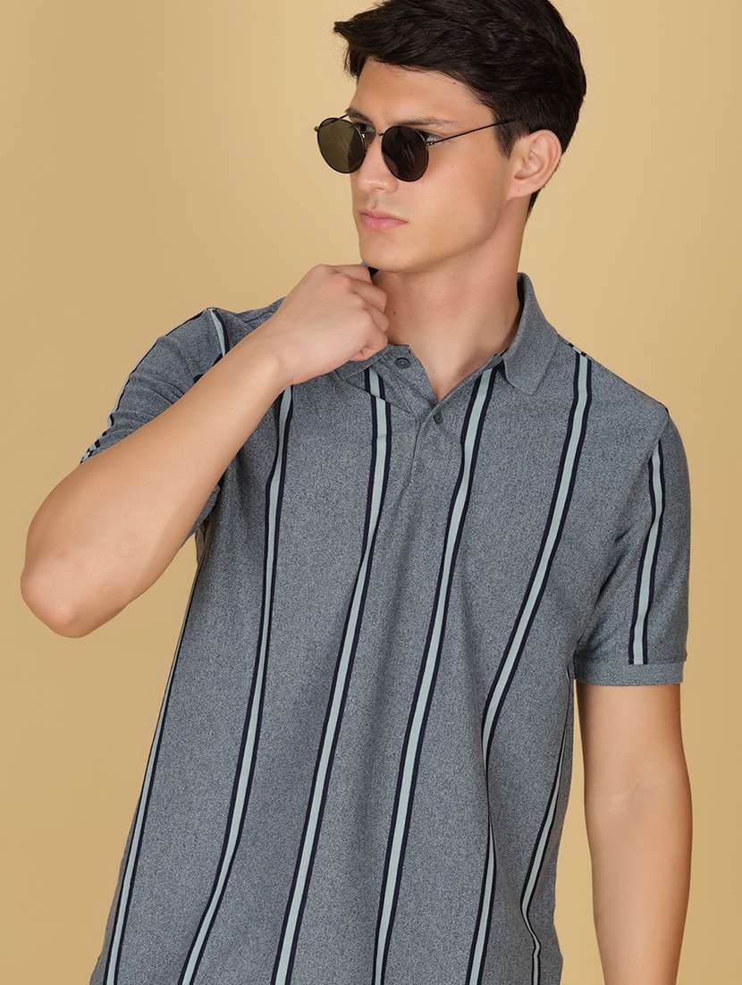 men striped short sleeve regular fit polo t-shirt