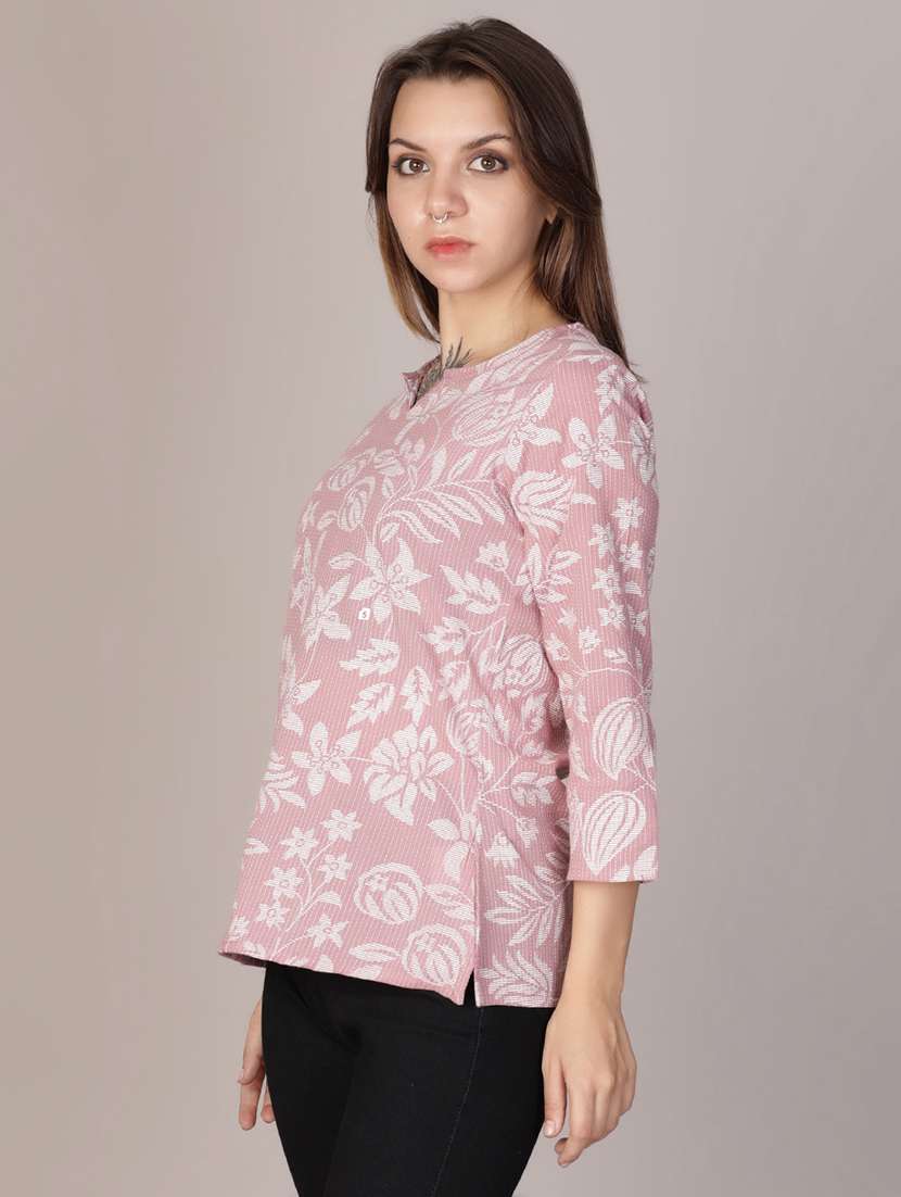 women printed three quarter sleeve straight kurti - 21951464 - Standard Image - 2