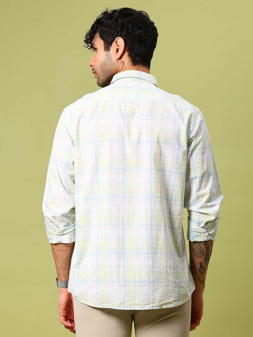 men checkered collared long sleeve casual shirt - 21951477 - Standard Image - 2