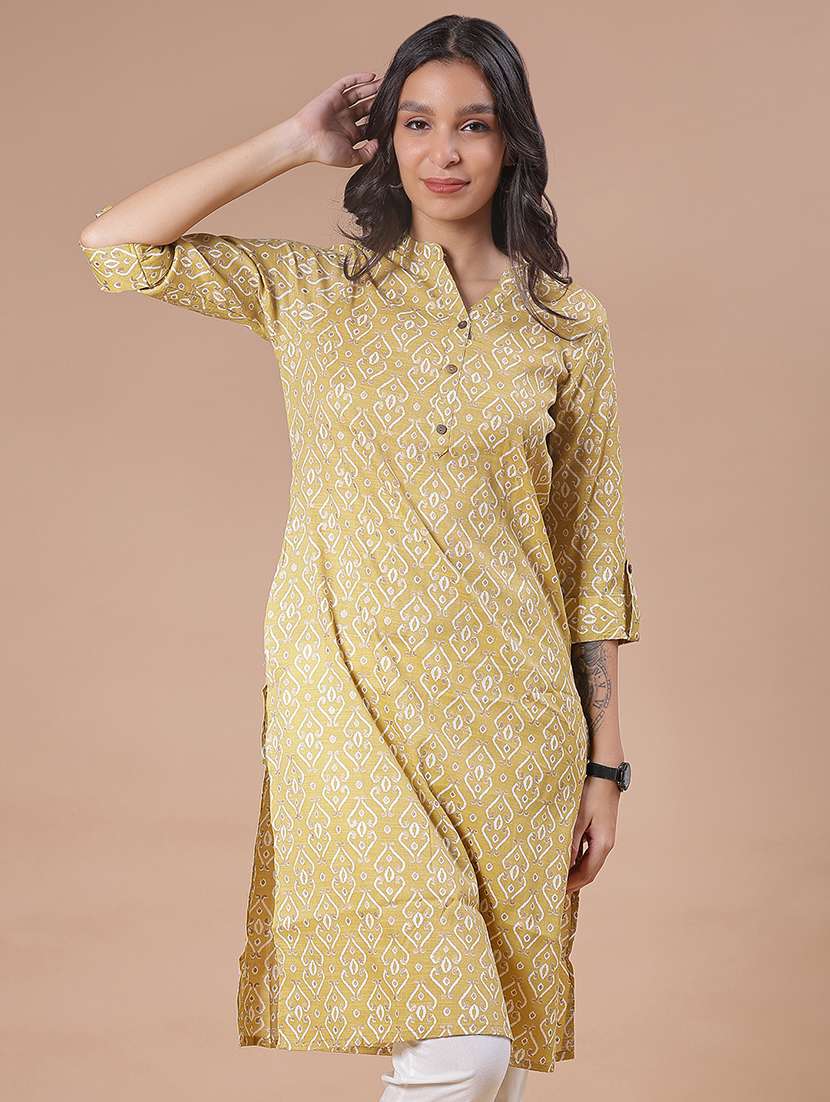 women three quarter sleeve straight kurta