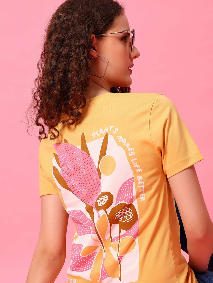 women printed short sleeve regular fit t-shirt