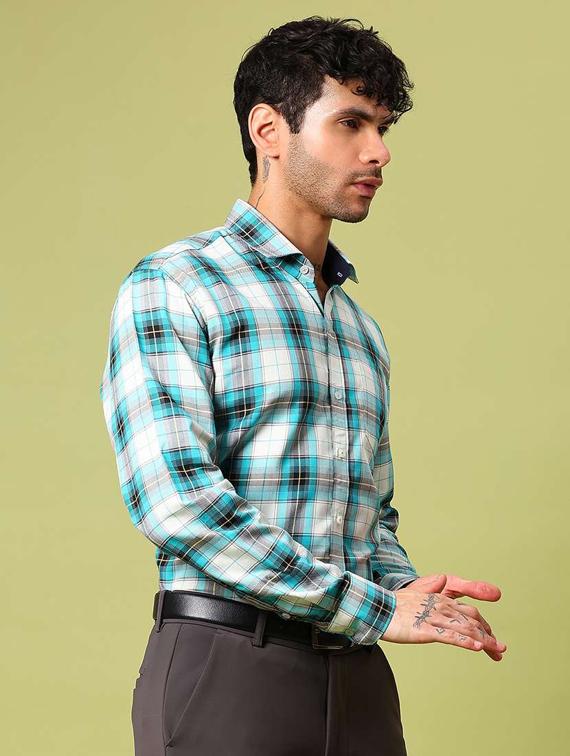 men checkered collared long sleeve formal shirt - 21951542 -  Standard Image - 2