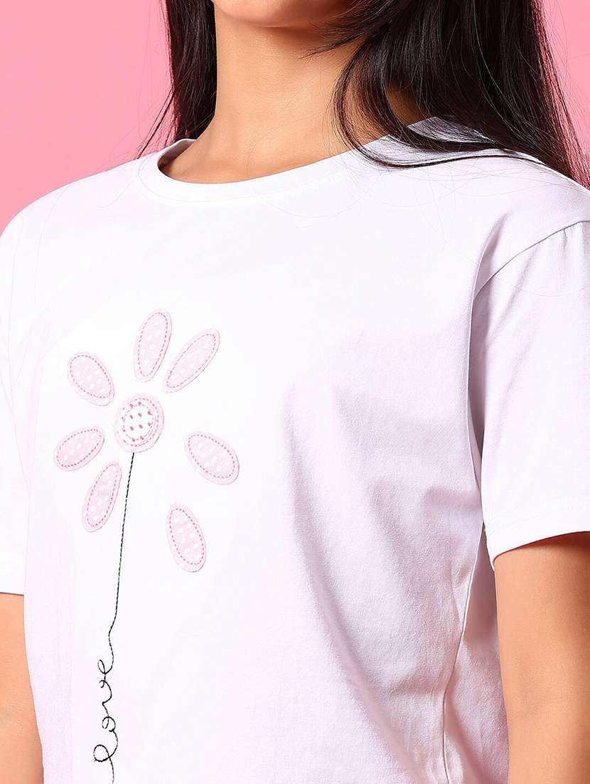 girls front print round neck t-shirt - 21951580 -  Standard Image - 2
