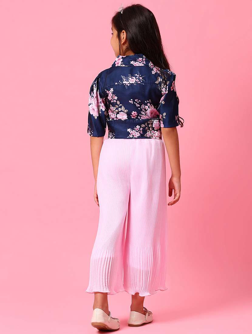 girls floral print puff sleeve mock wrap top - 21951614 -  Standard Image - 2