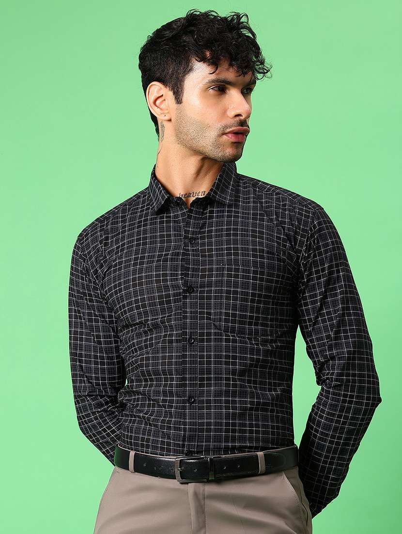 men checkered collared long sleeve shirt - 21951628 -  Standard Image - 2