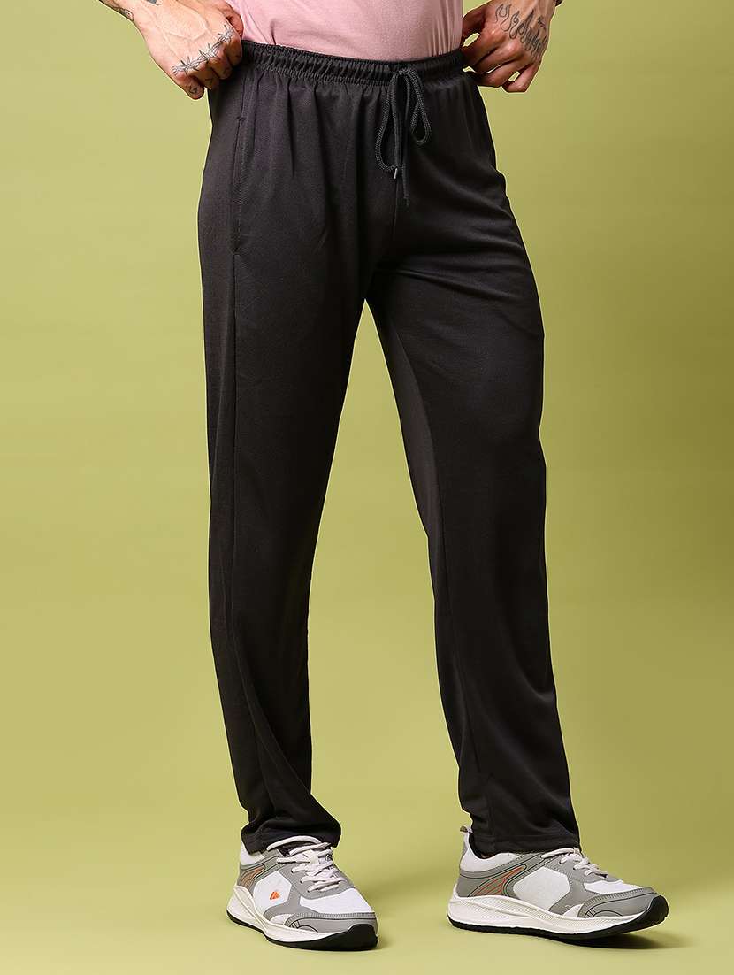 men solid mid rise full length track pant - 21951632 -  Standard Image - 2