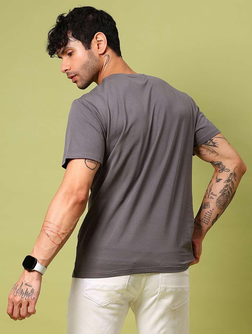 men front print round neck regular fit t-shirt - 21951685 - Standard Image - 2