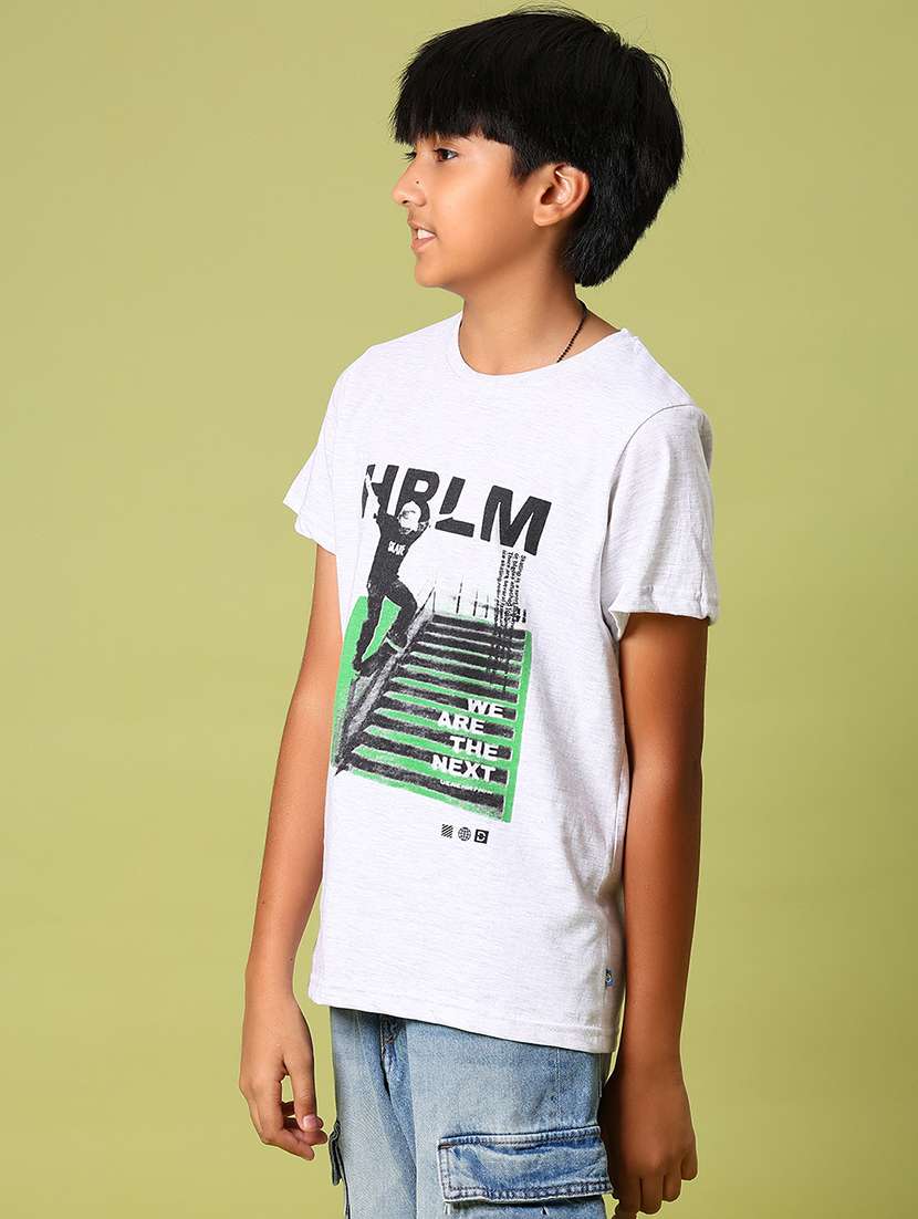 boys front print round neck t-shirt - 21951735 -  Standard Image - 2